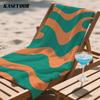 Green & Orange Waves Compact Travel Beach Towel Super Absorbent Sand Resistant, Microfiber for Swimming Camping Yoga