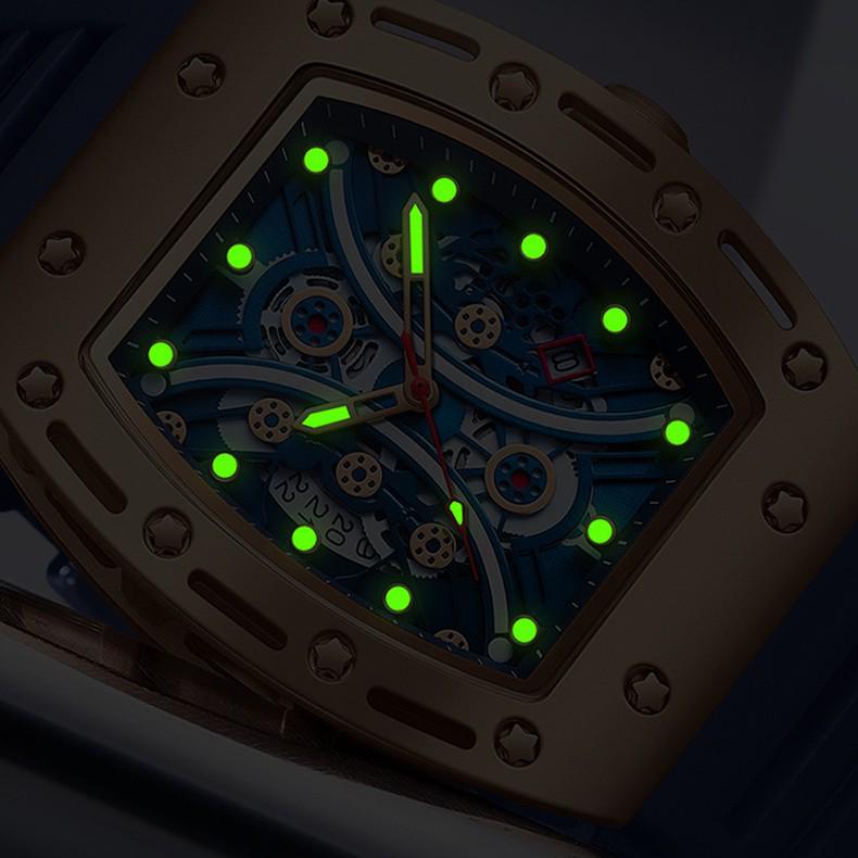 OFNS Luminous Barrel-Shaped Quartz Men's Watch - Waterproof with Calendar