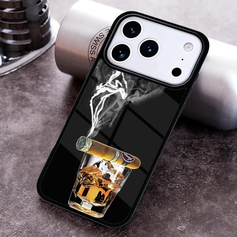 Cigar Whiskey Ice Drink Phone Case For iPhone 17 16 15 14 13 12 11 Pro Max Plus 17Air Soft Silicone Cover