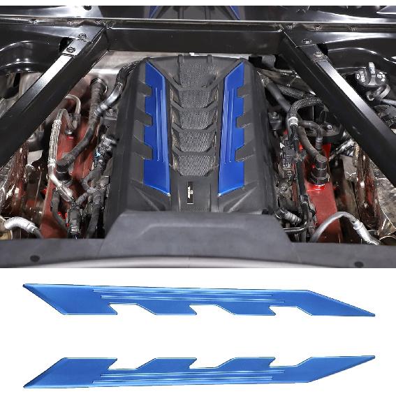 

Engine Bay Panel Logo Trim Strip Compatible with Chevrolet Corvette C8 2020-2026, Aluminum Engine Compartment Left Right Panel Decoration Strip синий