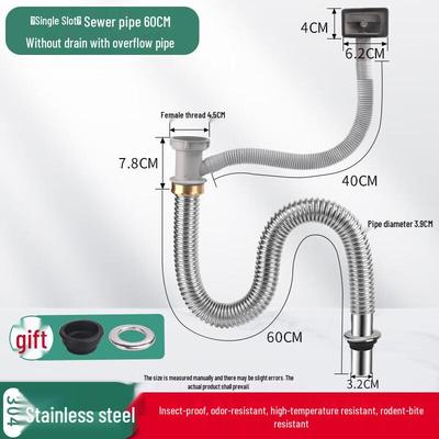 Single Sink Drain Pipe with Overflow