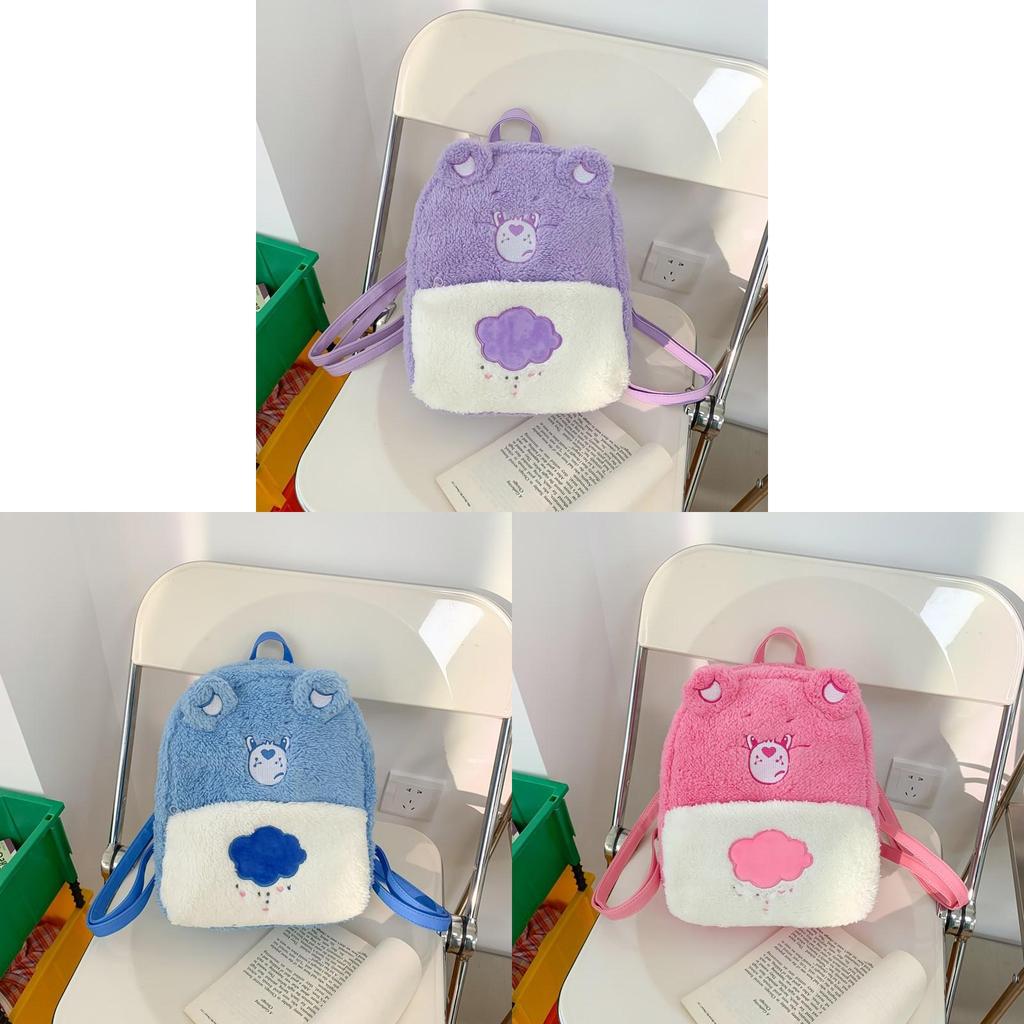 Plush Embroidered Heart Bear Backpack For Students With Durable Nylon Material And Spacious Design