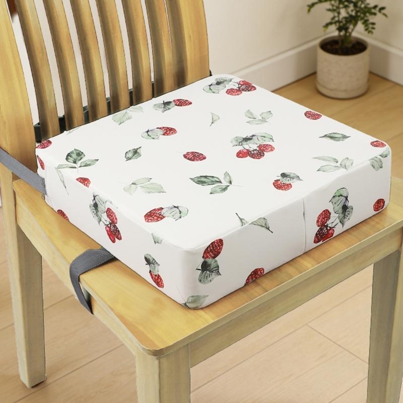 Booster Seat for Dining Table Printed Pattern Kids Booster Seat with Safety Buckles Anti-Slip Bottom Heightening Cushion