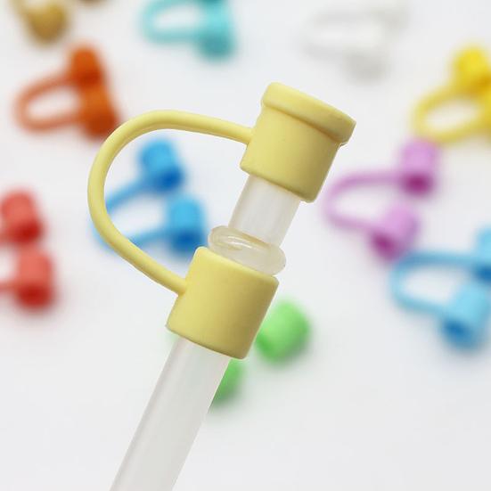 24 ks Kryt na brčko 8mm Jednobarevný Potravinářský Silikon Opakovaně použitelný Prachotěsný Univerzální Skleněný Kryt na špičku brčka Kuchyňské potřeby