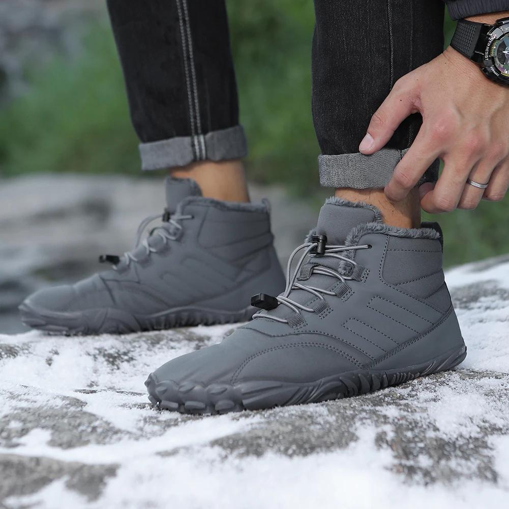 Winter Warm Barefoot Boots Women Men Rubber Running Shoes Waterproof Non-Slip Breathable Snow Boots For Outdoor Walking