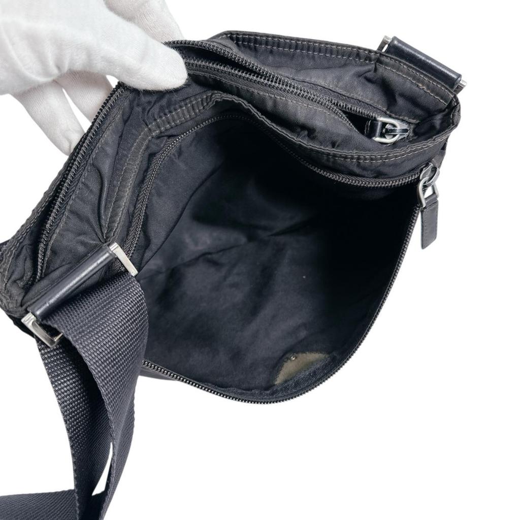 PRADA Triangle logo Shoulder Bag Nylon black Women Used