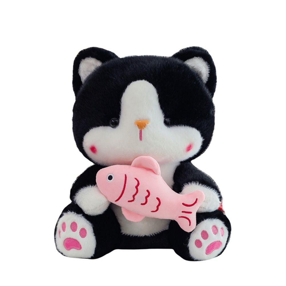 Fluffy Cartoon Plush Animal Doll Stuffed Doll Black Gray Kitty Dolls Cat Plush Toy  Car Decor