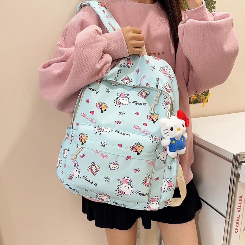 Large Capacity Cute Cartoon KT Cat Backpack for Middle School Girls - Lightweight and Perfect for Back To School