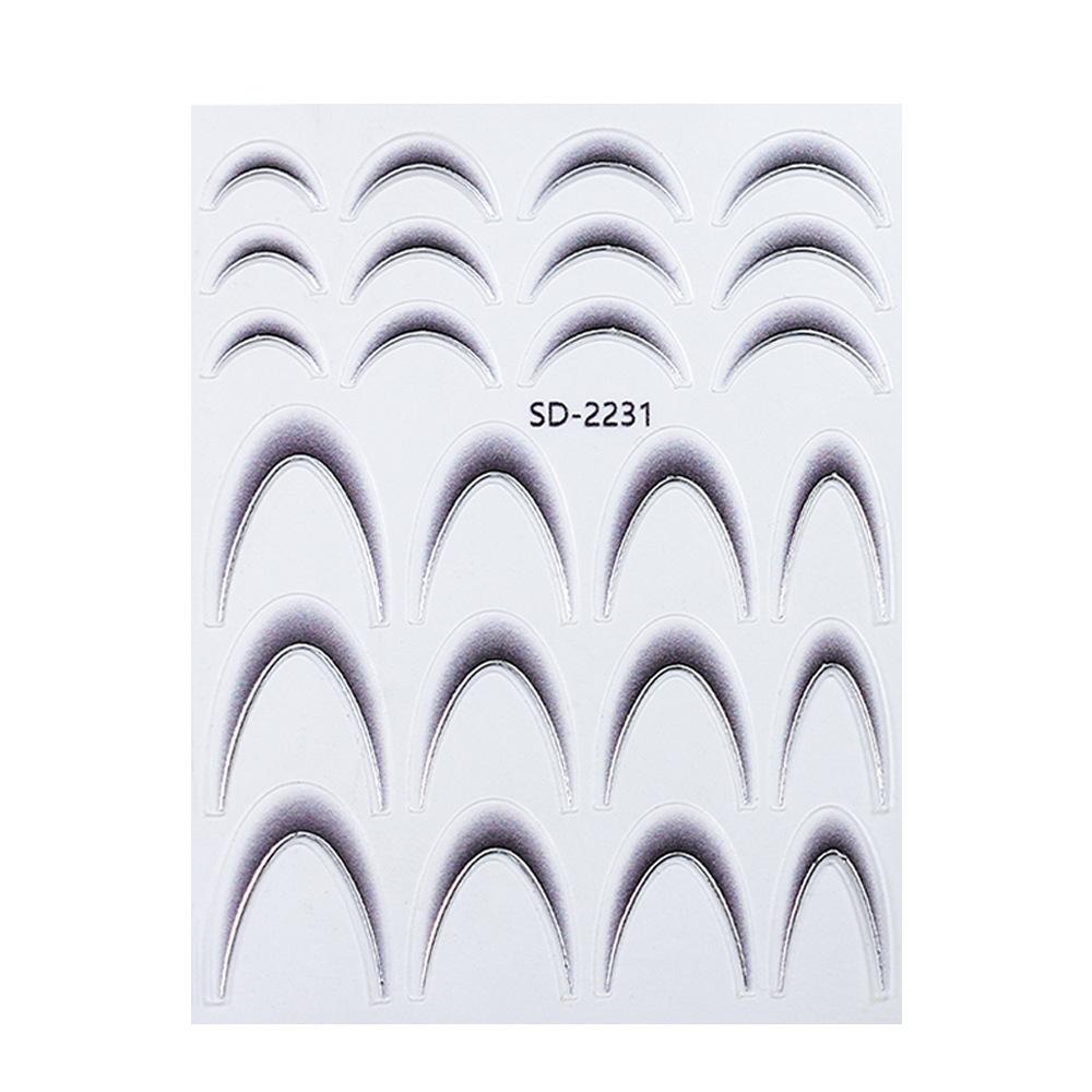 Nail Art Sticker, Anti-French Gradual Change Bronzing Hot Silver Black And White French Sticker Adhesive Nail Sticker