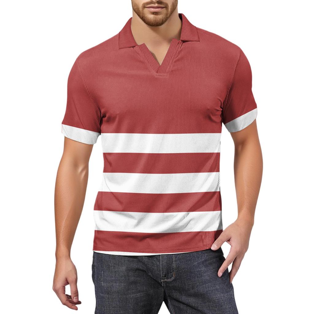 Herrenmode Bedrucktes V-Ausschnitt Kurzarm Top Golf T-Shirt