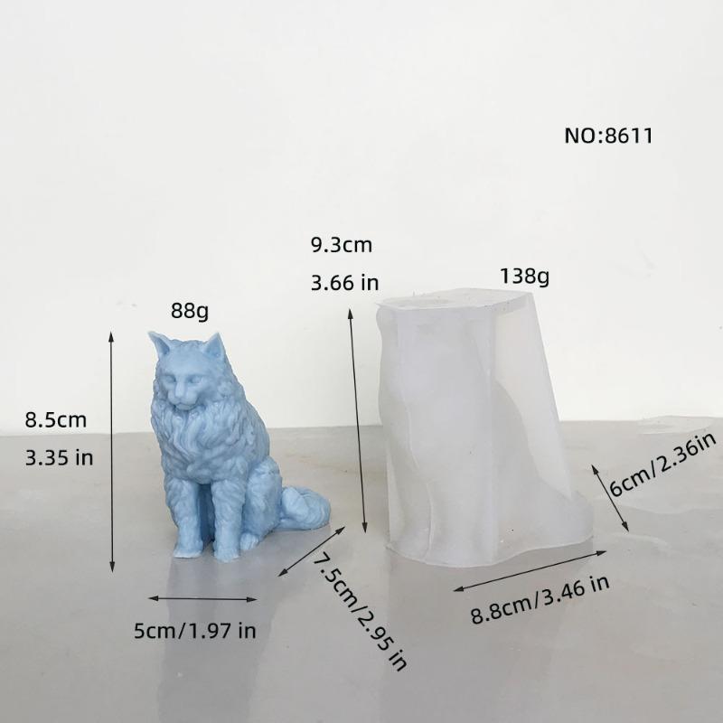 

3D Maine Coon Cat Silicone Candle Molds DIY Animal Kitten Soap Plaster Resin Crafts Resin Cast Mold Home Decor Gift