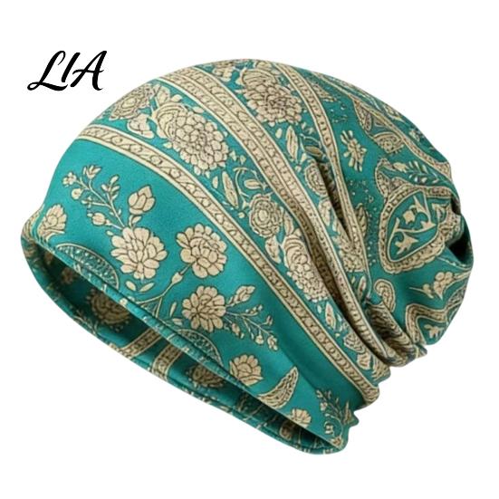Retro Geometryczny Nadruk Bluza Damska Geometryczna Luźna Czapka, Codzienna Miękka Elastyczna Czapka Beanie Termiczna na Zimę, Ciepłe Nakrycie Głowy na Chemioterapię, Outdoor