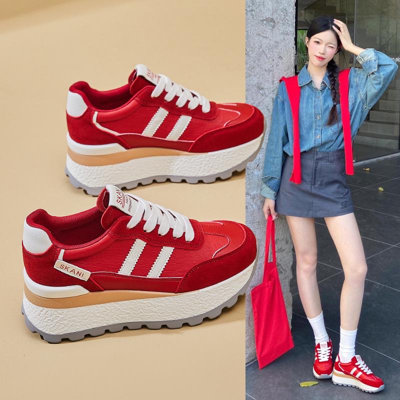 2025 Forrest Gump Women's Casual Sports Shoes: New Autumn Thick Sole, Versatile Colorblock Style for Students