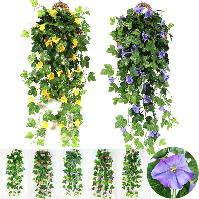 Stunning Faux Silk Morning Glory Hanging Basket For Artistic Home Wall Display Ideas
