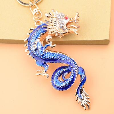 3D-Cartoon 2024 Jahr des Drachen-Anhänger-Drachen-Schlüsselanhänger mit Strass-Inlay, Zink, Lucky Chinese