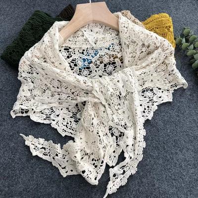Coton Pur Protection du Cou Dentelle Creux Écharpe Triangle Crochet Châle Été Avec Jupe à Bretelles Enfants Extérieur