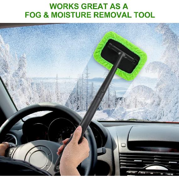 XINDELL Windshield Cleaner Tool – 22" Portable Car Window Cleaning Brush, Ergonomic Handle, Microfiber Pads For Streak-Free Glass Cleaning, Auto