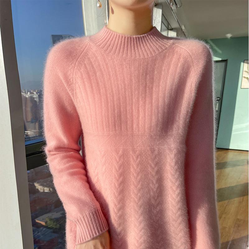 

Jacquard Ragdoll Half Turtleneck Cardigan for Women In Autumn and Winter New Fashionable and Versatile Cashmere Knitted Sweater Base Shirt XXL