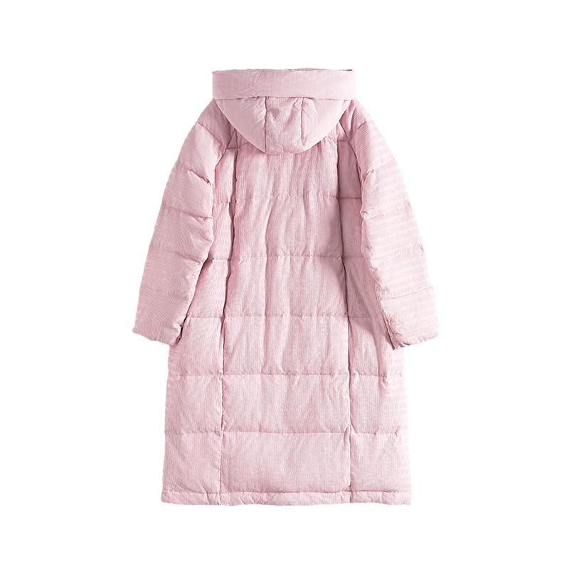 Maslan Winter Warm Solid Color Simple Hooded Straight Sleeve Mid-length Down Jacket