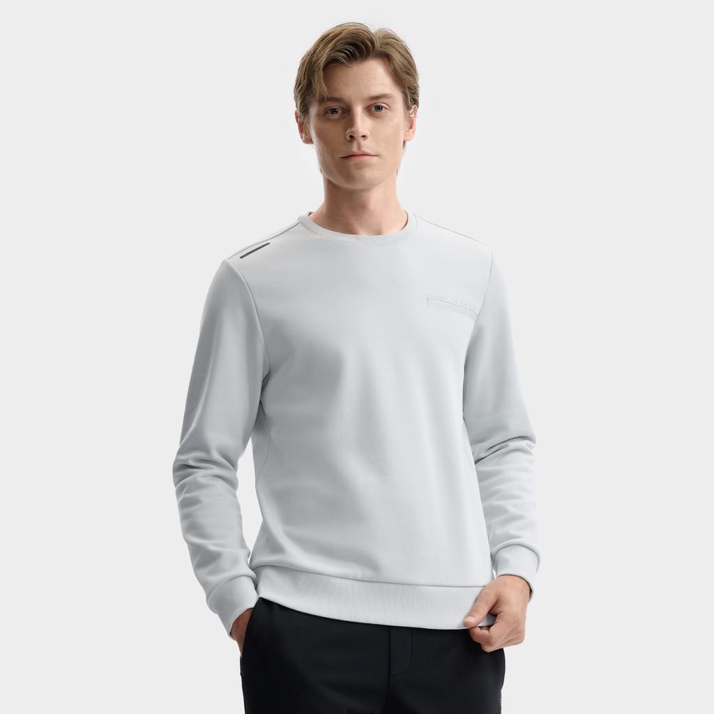 Fila White Fashion Simple Classic Texture Casual Versatile Fleece Warm Pullover Round Neck Sweatshirt Men sweatshirt Gray F11M543212FGY