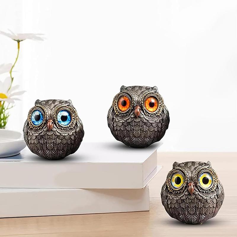 

3Pcs Owl Resin Figures Decorative Crafts Display Figurines for Home Garden Type A