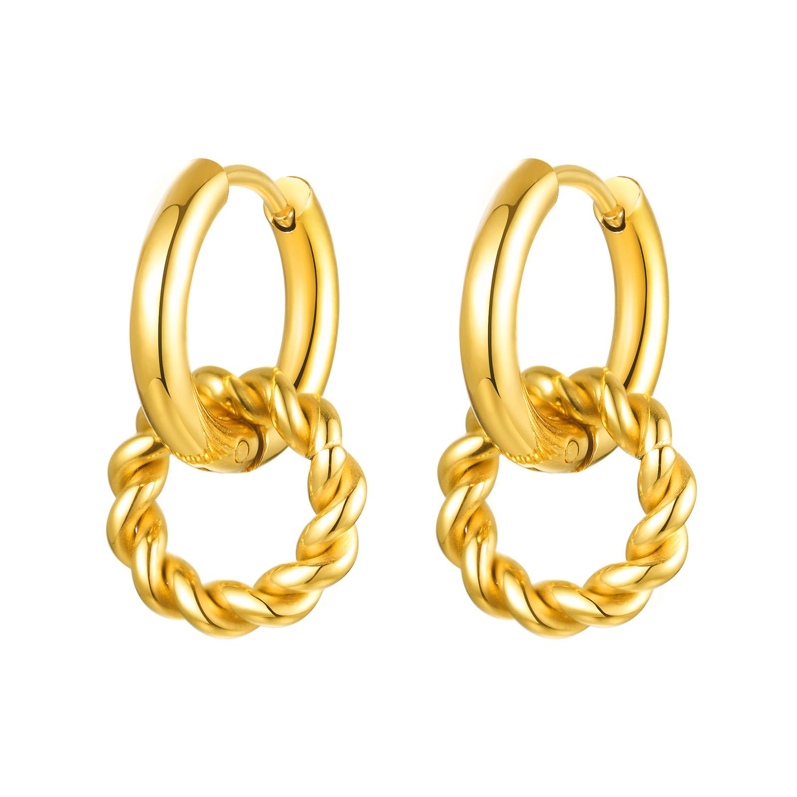 

Gold Color Flower Earrings, Stainless Steel Huggie Hoop Earrings, Hypoallergenic Retro Style Bohe Ear Jewelry