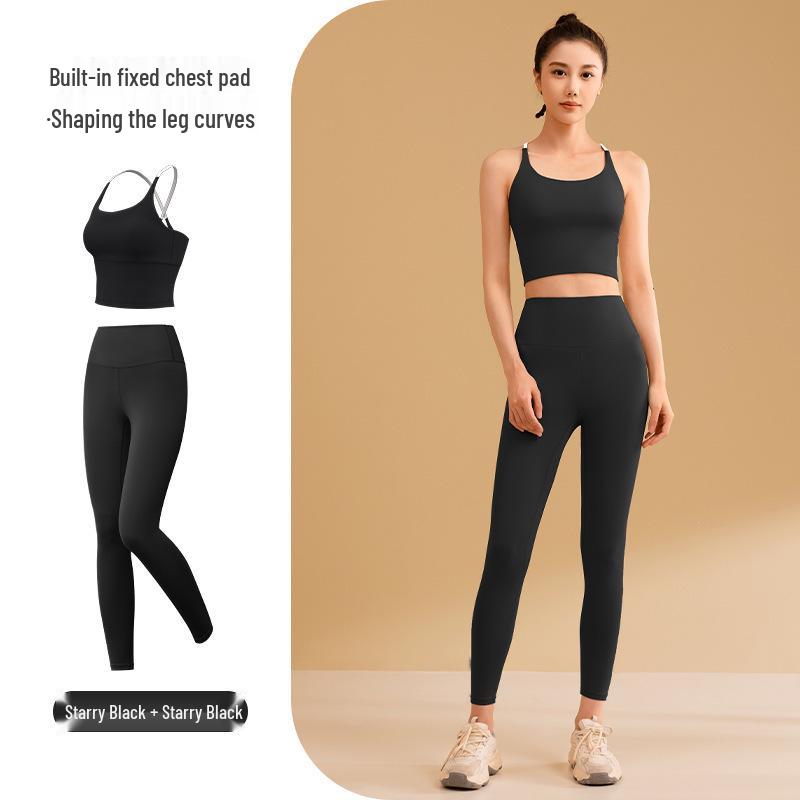 

Shockproof Colorblock Sports Bra & Nine-Point Leggings Set - Summer Collection XXL