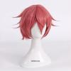 Doki Doki Literature Club Sayori Cosplay Perücke Kurz Pink Rot Hitzebeständiges Synthetikhaar Perücke + Perückenkappe + Schleifen-Haarnadel