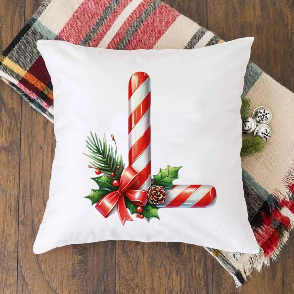 Christmas Kids Bedroom Cushion Cover Christmas 26 Letter with Santa Claus Couch Pillow Cover Xmas Party Decor  Presents for Famliy Kids