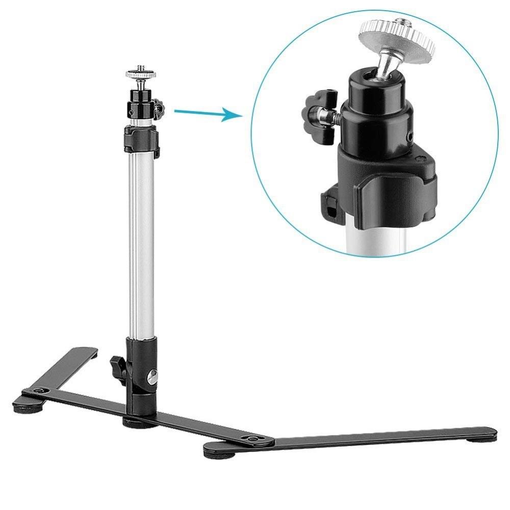 Telescopic Phone Stand with Strong Clamp for Live Broadcasts and Overhead Food Photography, Includes Fill Light