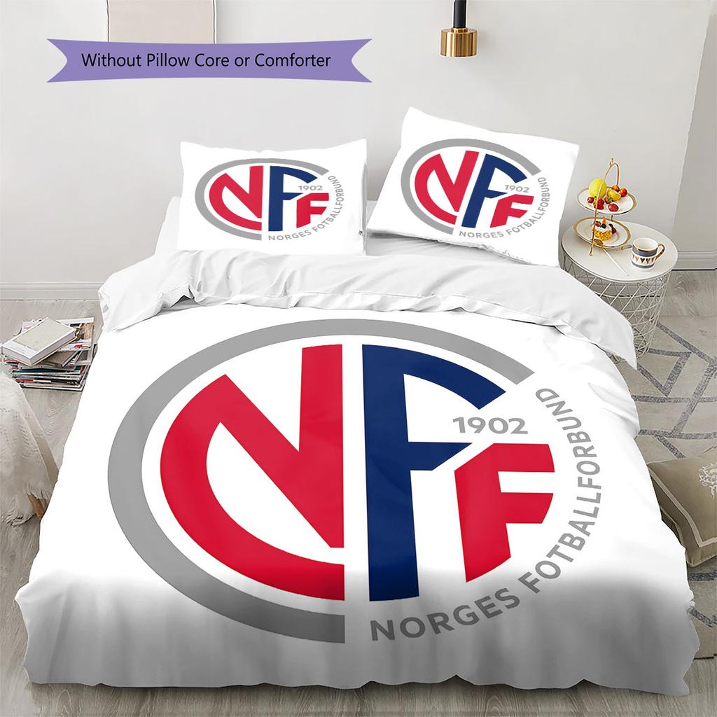 Norway national football logo Pattern Bedding Home Decoration Birthday Gift (1 * duvet cover + 2 * pillowcase, without core),fan merchandise.