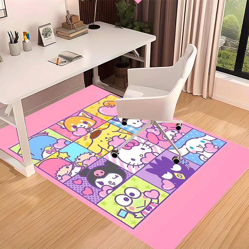 1pc Sanrio1 Print Area Rug - Soft, Washable Non-Slip Indoor Mat for Office Chairs, Living Room, Home Office Decorative Rug