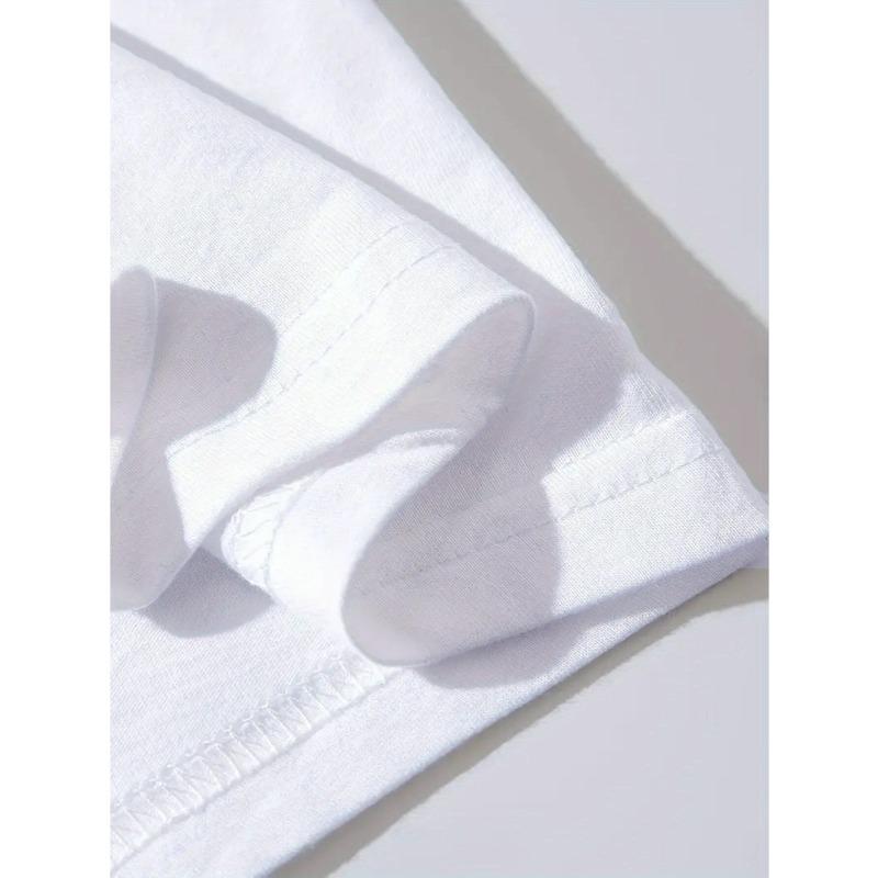 European Size Flag & Letter Print, Men's Crew Neck Short Sleeve Tee Fashion Regular Fit T-Shirt, Casual Comfy Breathable Top For Spring Summer