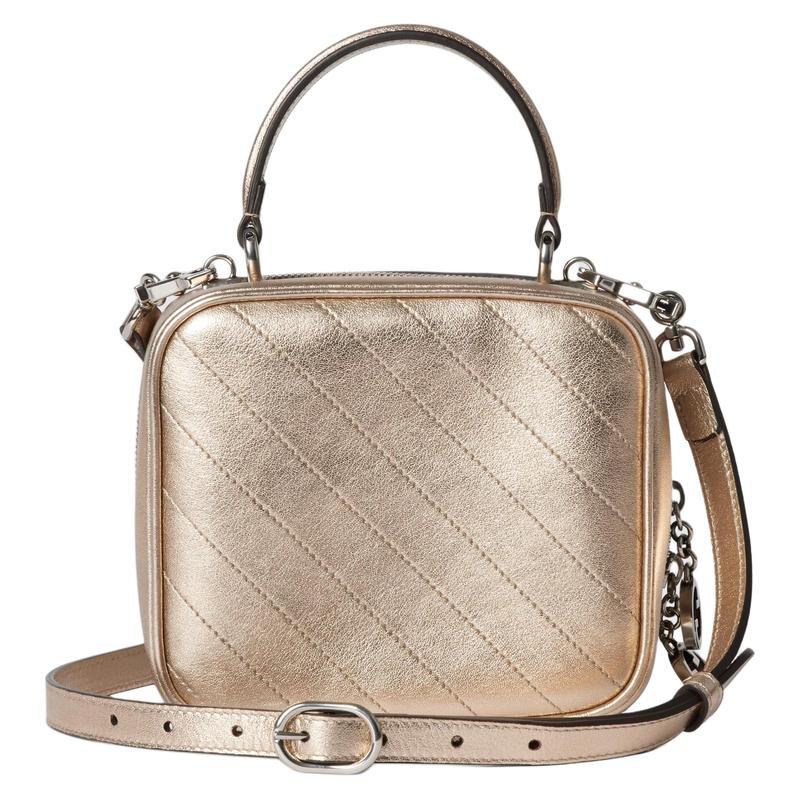 Gucci Blondie Embellished Round Interlocking Double G Zip Closure Leather Shoulder Crossbody Handbag Small Women's Gold