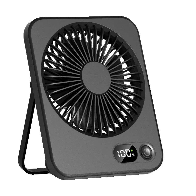 Portable Handheld Fan Mini Desktop Fan USB Rechargeable Mute Table Fan With Power Display Desktop Fan 5 Speeds Adjustment