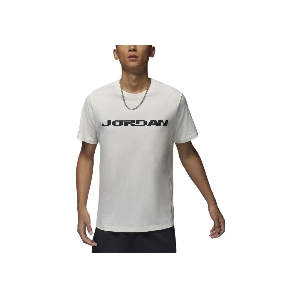 Jordan MVP Logo Soft Comfortable Short Sleeve T-Shirt Men Tops Sail-White Black FZ1976-133