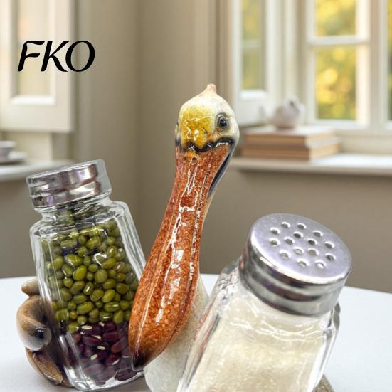 Durable Resin Kitchen Storage Creative Animal Condiment Holder, Organizer Rack for 2 Spice Dolphin Seasoning Jars, Cute Flamingo Pelican