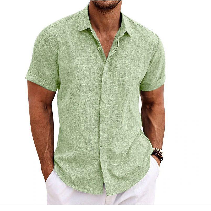 Men's Summer Casual Short Sleeve Dress Shirts Loose Fit Dress