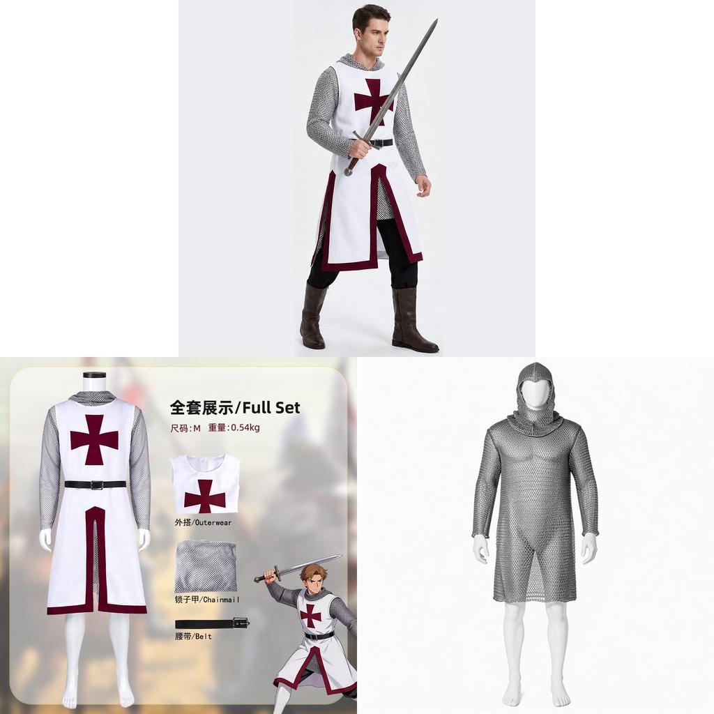 Medieval Knight Cosplay Costume With Polyester Fabric For Game Anime Roleplaying