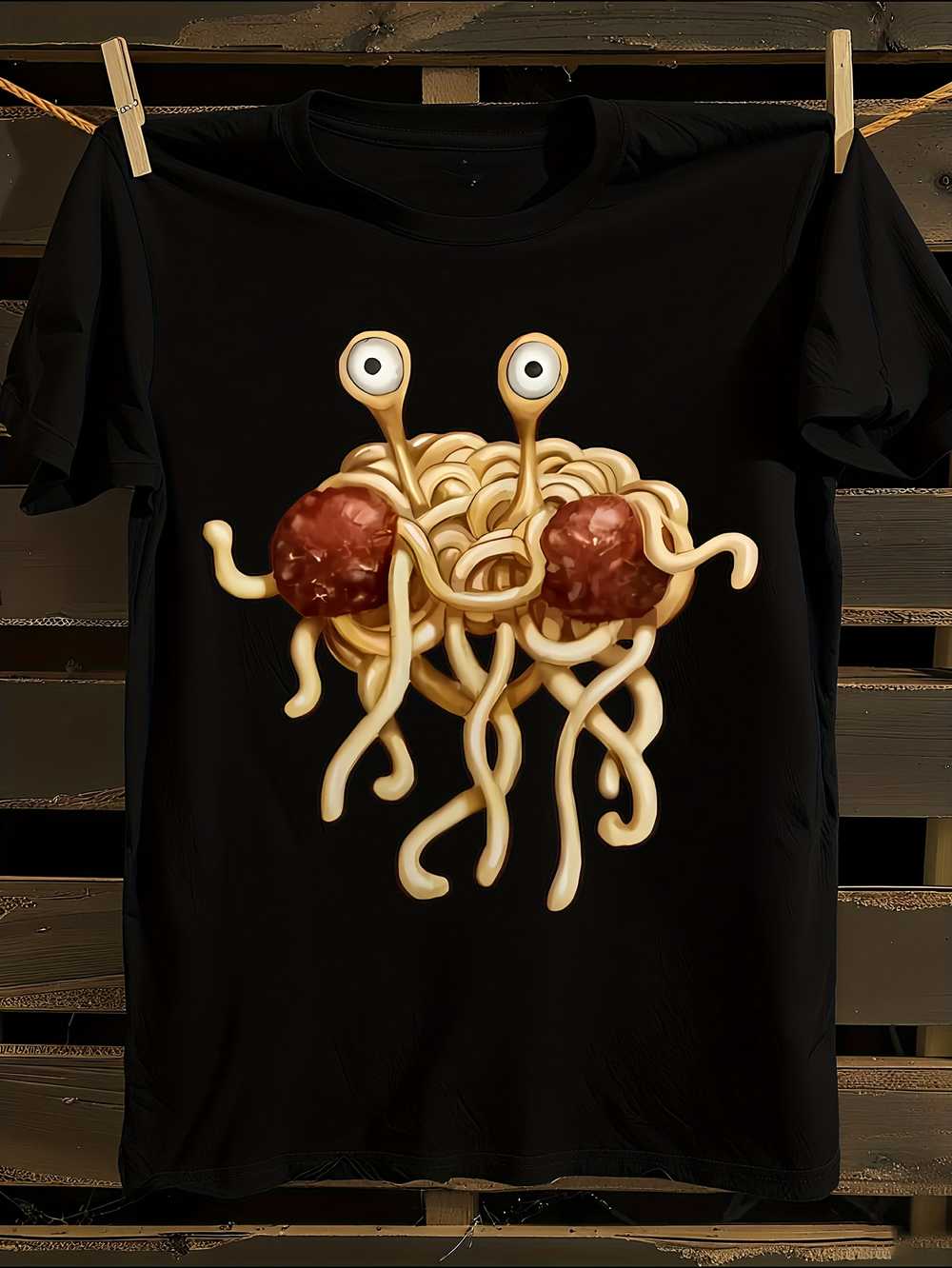 Funny Flying Spaghetti Monster T-Shirt L