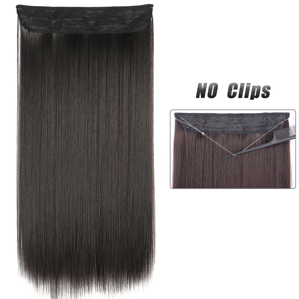 Women Fashion Long Straight Hair Extensions Synthetic Fiber Long Wavy Straight Invisible No Clips Hairpiece