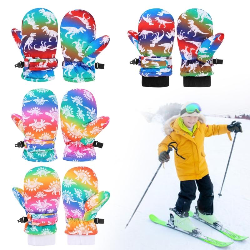 Children Animal Pattern Winter Gloves Flexible Ski Mitts Boy Girls Colorful Snow Gloves Comfortable Full Finger Gloves