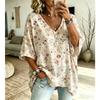 Trykt Plus-Size Dame V-hals Flagermusermer T-skjorte Bohemsk Etnisk Trykk Løs Topp Sommer Komfortabel Pustende Daglig Pendling Avslappet
