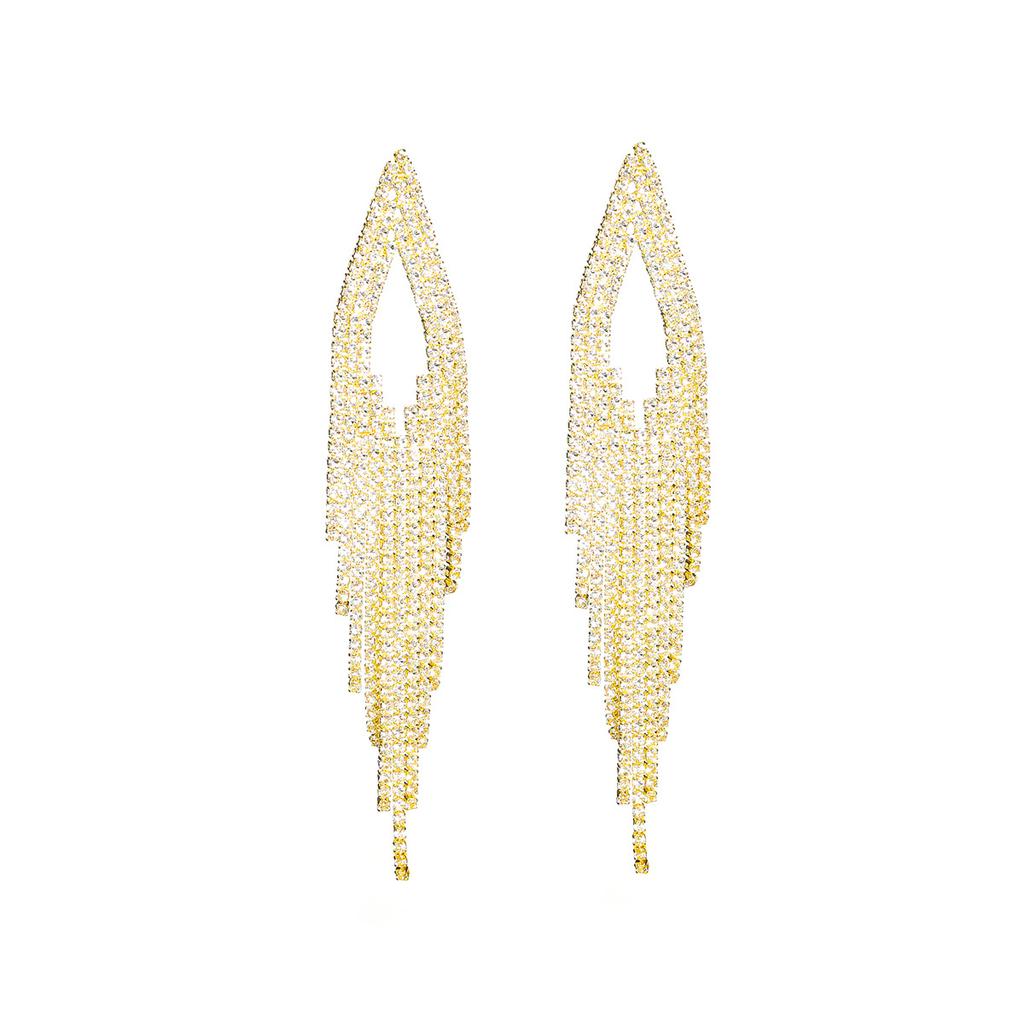 Geometric hollow long fringed earrings