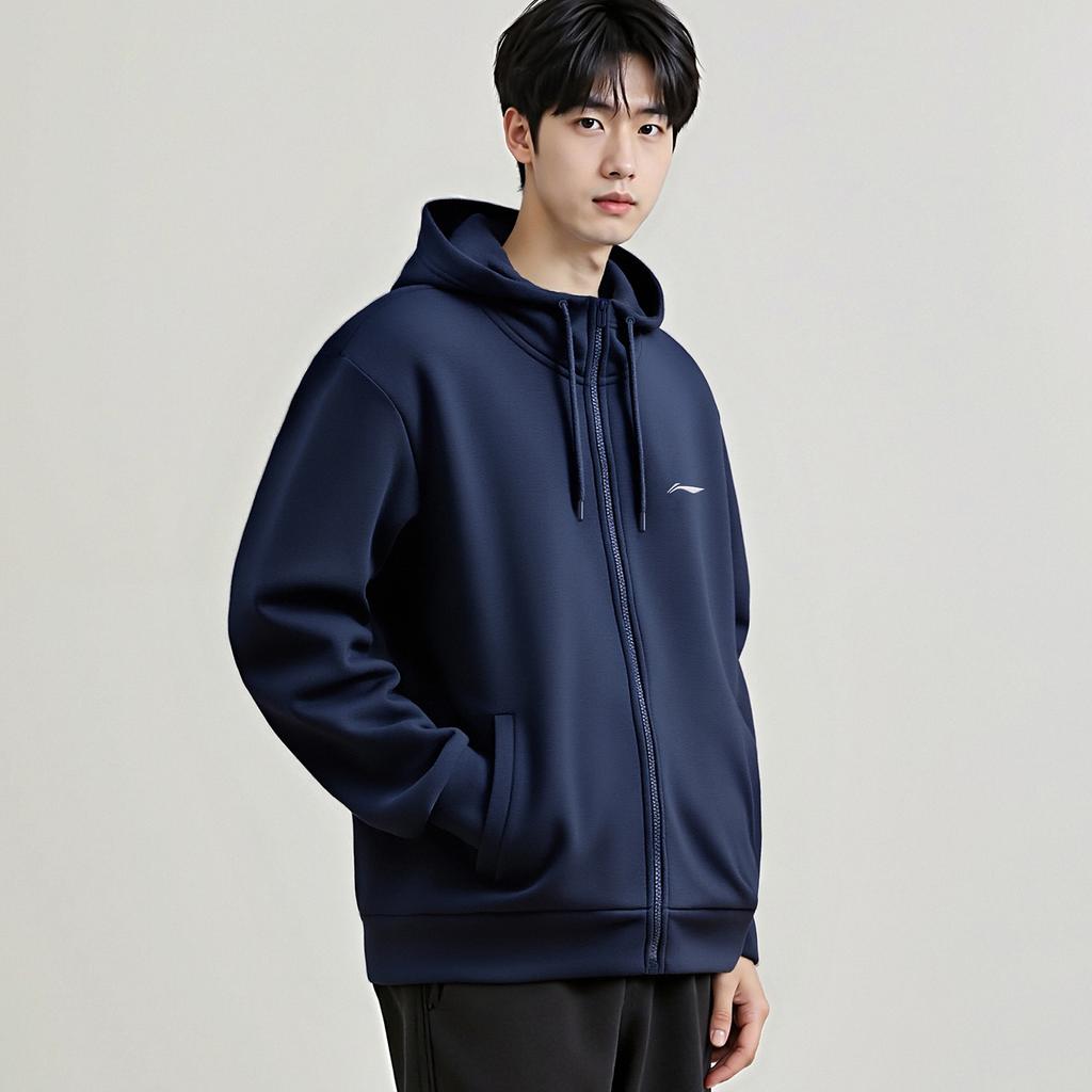 Li Ning Sweatshirts Men's Navy Hooded Moderate Regular AWDVG73-3