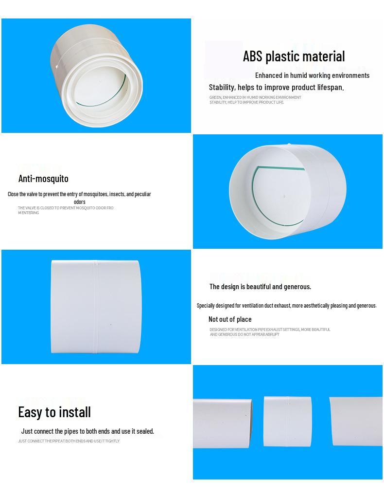 Anti-Odor Bathroom Ventilation Valve & Heater 110 PVC Pipe Backflow Preventer