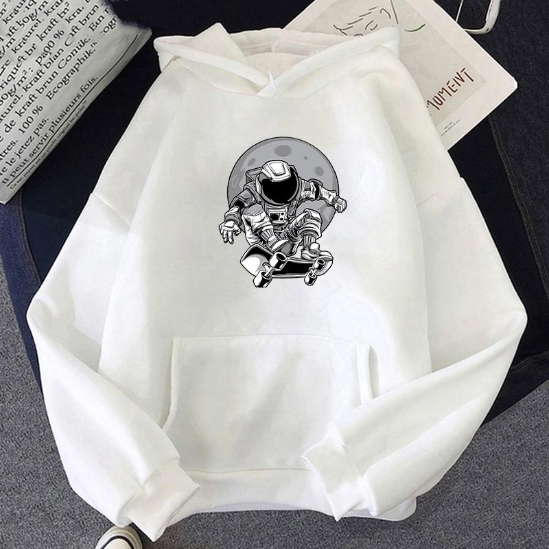 Astronaut Skateboarding Printed Men's Hoodie Sports Casual Fashion Men's Spring and Autumn Pullover Loose Street Sweatshirt Moto