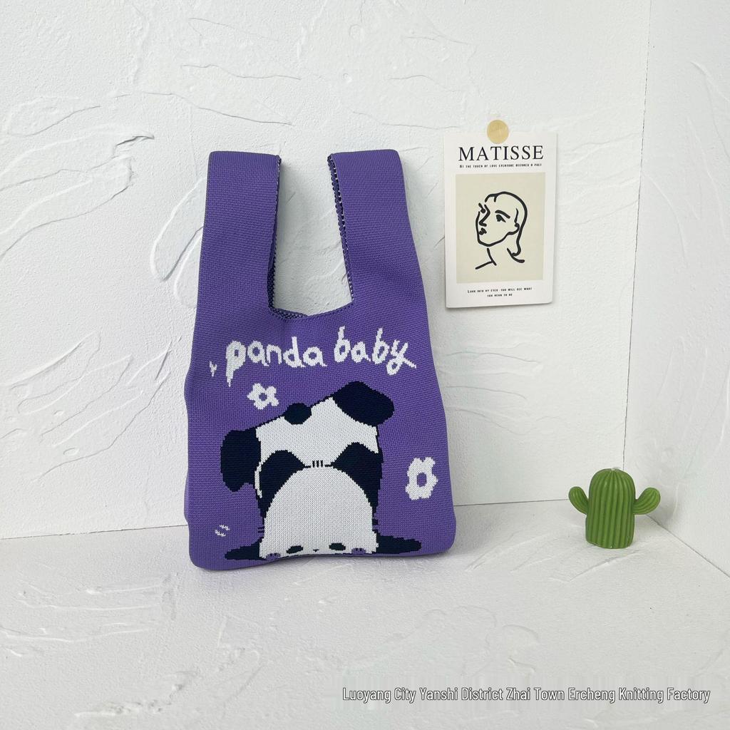 Panda Knit Women's Cross-Border Wrist Tote Handbag