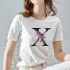O Neck White Top Women 2022 Summer Casual T Shirt Basic Flower Color Letter Name Pattern Print Short Sleeve Tops Ladies Clothes