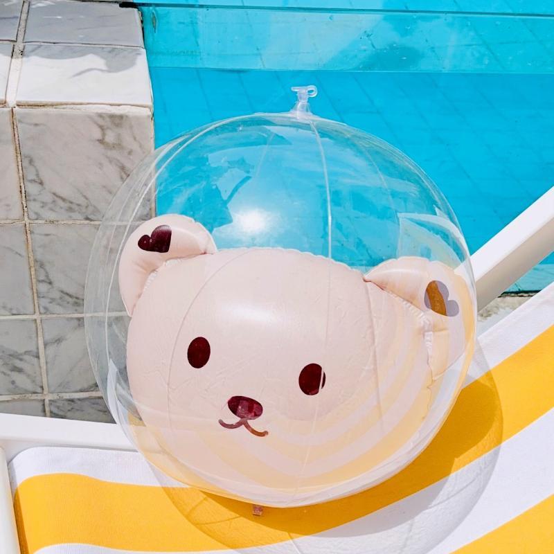 Inflatable Beach Ball Foldable Quick Inflate Bright Color for Family Summer Pool Party Outdoor Water Games F